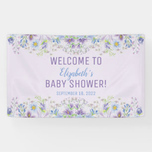 Lona Bebé con flores moradas y azules