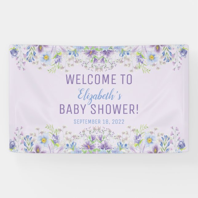 Lona Bebé con flores moradas y azules (Horizontal)