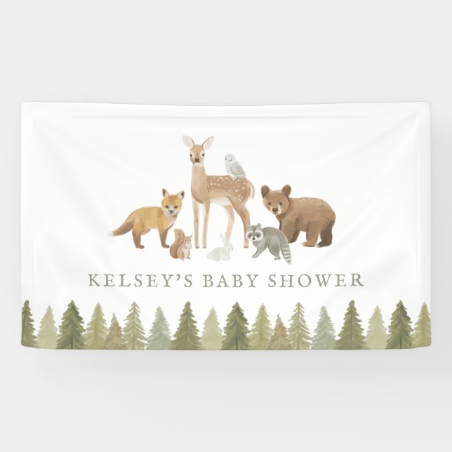 Lona Bebé de Animales del Bosque Shower (Horizontal)