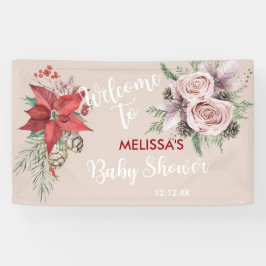 Lona Bebé de invierno en flor pinecones de poinsettia b