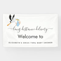 Bebé ducha cigüeña niño azul atravesar