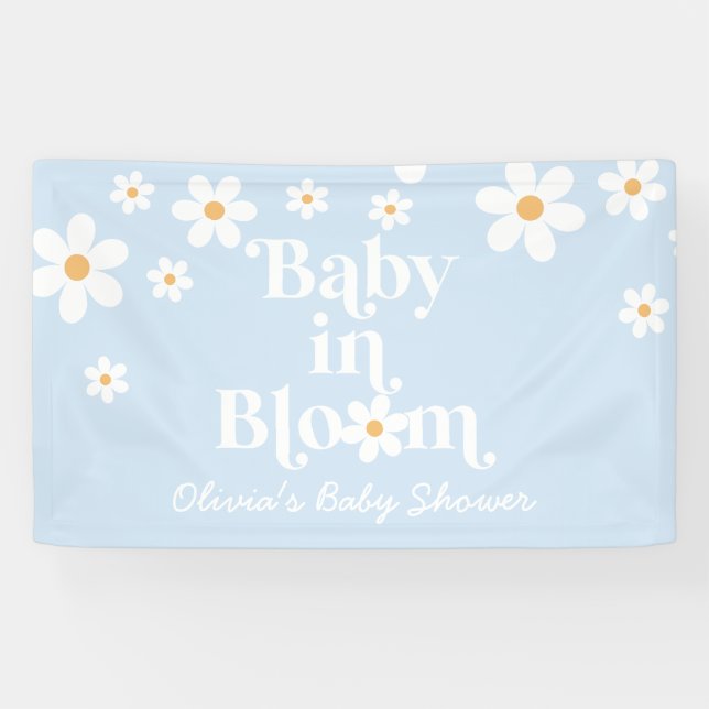 Lona ¡Bebé en Bloom! Retro Daisy Boho baby ducha (Horizontal)