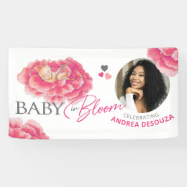 Lona Bebé en flor acuarela color rosa foto ducha bebé