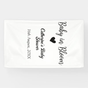 Lona Bebé en flor baby shower simple corazón negro fech