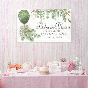 Lona Bebé en flor Balón y Eucalyptus Baby Shower