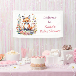 Lona Bebé Fox en Flores Bienvenidos a Baby Shower