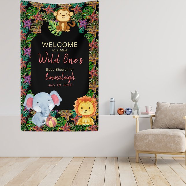 Lona Bebé Jungle Animals Wild One Baby Shower (Subido por el creador)