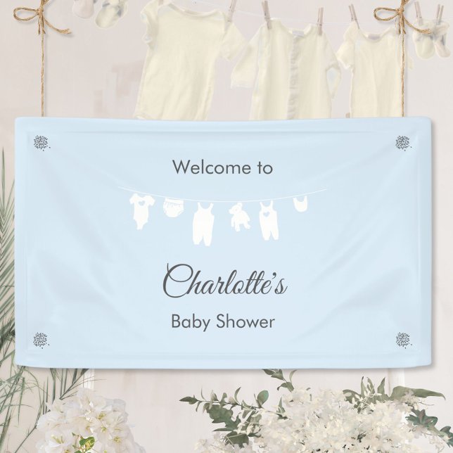 Lona Bebé Minimalista azul claro (Minimalist Light Blue Baby Boy Shower Welcome Banner ©Susanne Sachers - Sunny Mind 🌞)