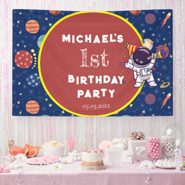 Lona Bebé niños astronautas en cualquier fiesta de cump (Fiesta)