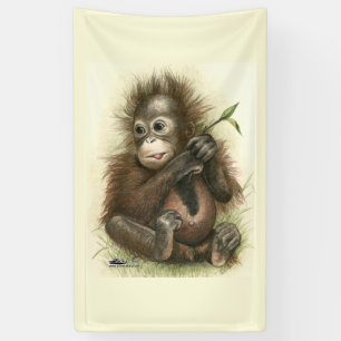 Lona Bebé orangután con hojas