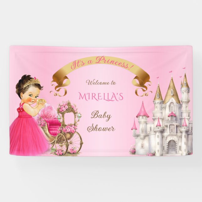 Lona Bebé Princesa Real en Almohada Rosa Dorado (Horizontal)