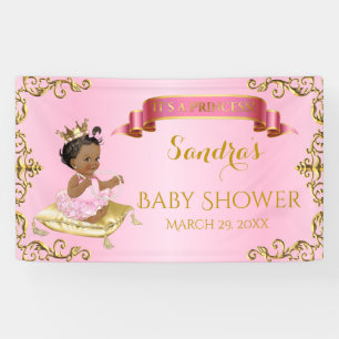 Lona Bebé Princesa Real Niña en Almohada Rosa Dorado
