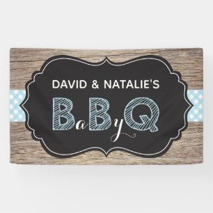 Lona Bebé Q BBQ Baby Shower Banner Blue