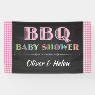 Lona Bebé Q BBQ Baby Shower Banner Pink
