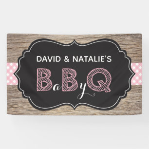 Lona Bebé Q BBQ Baby Shower Banner Pink
