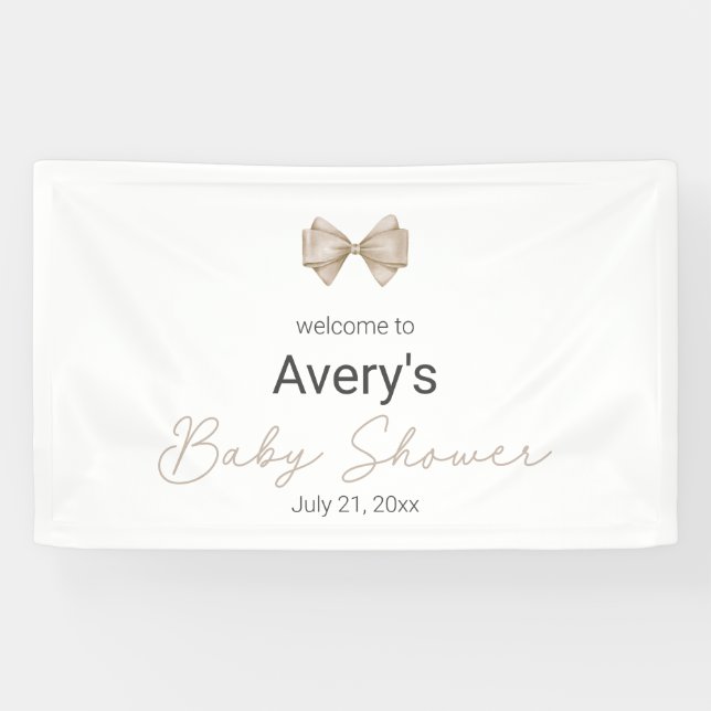 Lona Beige Bow Modern Boho Baby Shower (Horizontal)