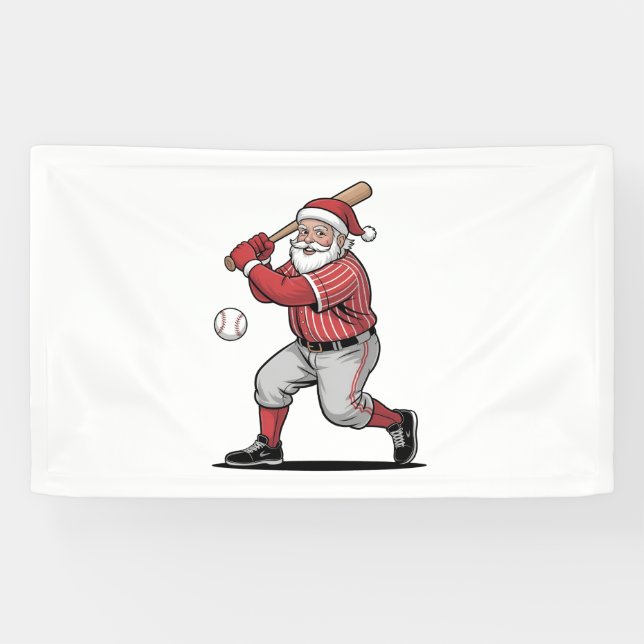 Lona Béisbol navideño en el deporte de Santa Claus (Horizontal)