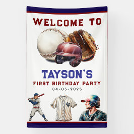 Lona Béisbol Primer Año Abajo 1er Cumpleaños