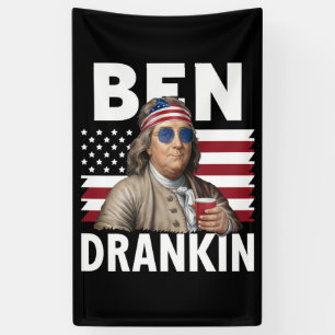 Lona Ben Drankin Beer Bandera Vintage Divertida 4 de Ju