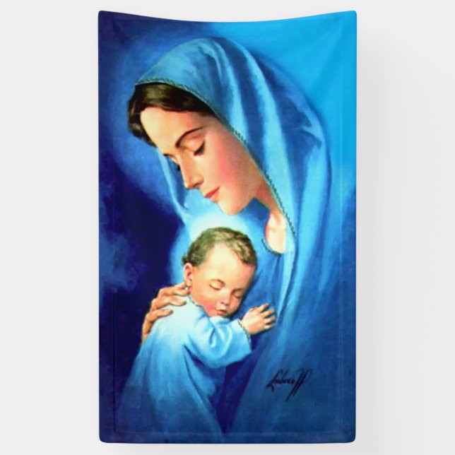 Lona Bendita Virgen María con el Niño Jesús (Vertical)