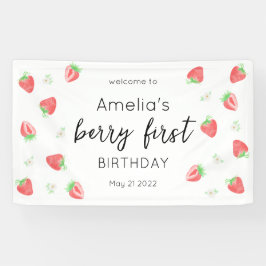 Lona Berry 1er cumpleaños | Primer cartel de fresa