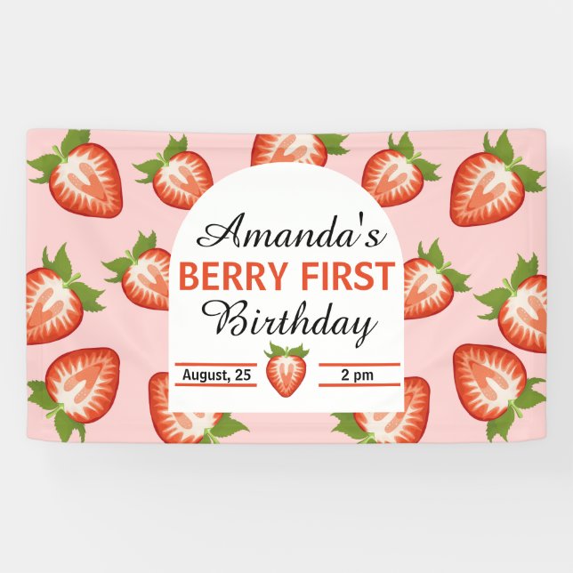 Lona Berry First Baby Girl Pink Birday (Horizontal)