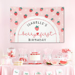Lona Berry First Birthday 1er cumpleaños Fiesta de fres<br><div class="desc">Cartel de Berry First Birthday 1 Birthday Strawberry Fiesta</div>