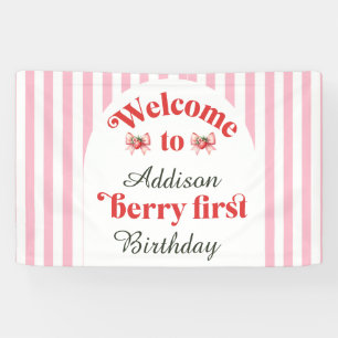 Lona Berry First Strawberry & bow Primera bienvenida de
