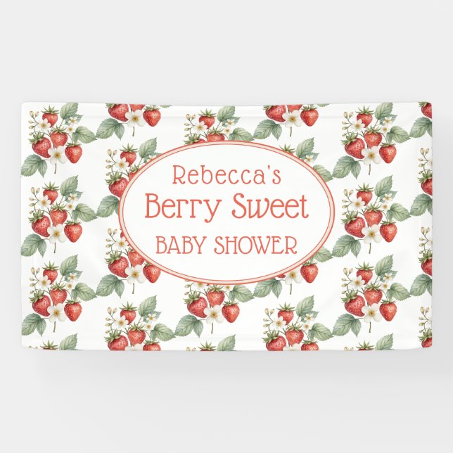 Lona Berry Sweet Baby Shower Strawberries Blossom (Horizontal)