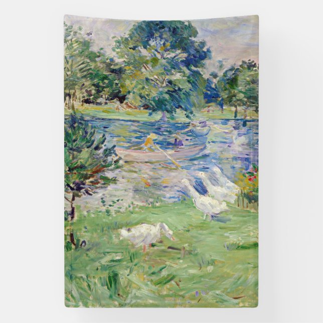 Lona Berthe Morisot - Chica en un bote con Geese (Vertical)