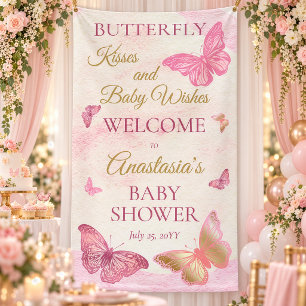 Lona Besos de Mariposa y Deseos de Bebé Chica Shower de