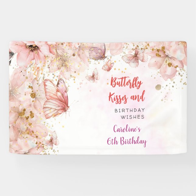 Lona Besos de mariposas y deseos de cumpleaños (Horizontal)