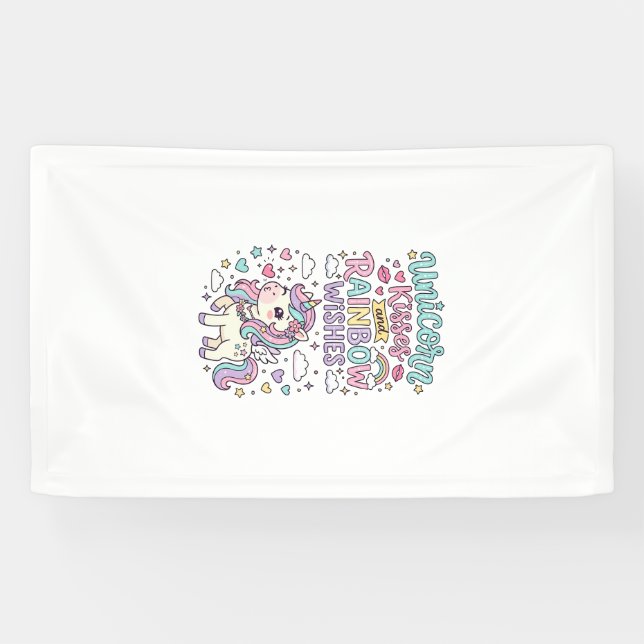 Lona Besos de unicornio y deseos de arcoíris Uvas paste (Horizontal)