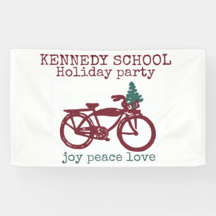 Lona Bicicleta de época y diseño de árboles de Navidad