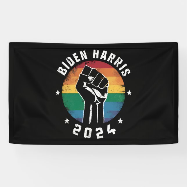Lona Biden Harris 2024 Elección del Orgullo Gay Arcoiri (Horizontal)