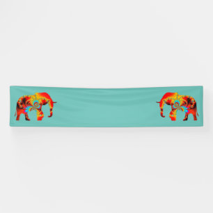 Lona Bienestar animal - Fractal de silueta elefante 1