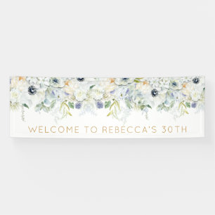 Lona Bienvenida 30 cumpleaños Fiesta nombre Florals dej