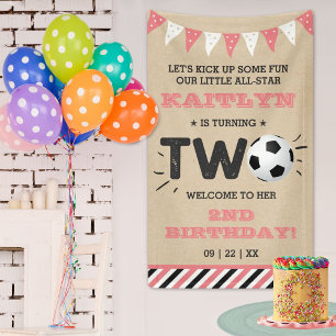 Lona Bienvenida a 2º cumpleaños de la pelota de fútbol 