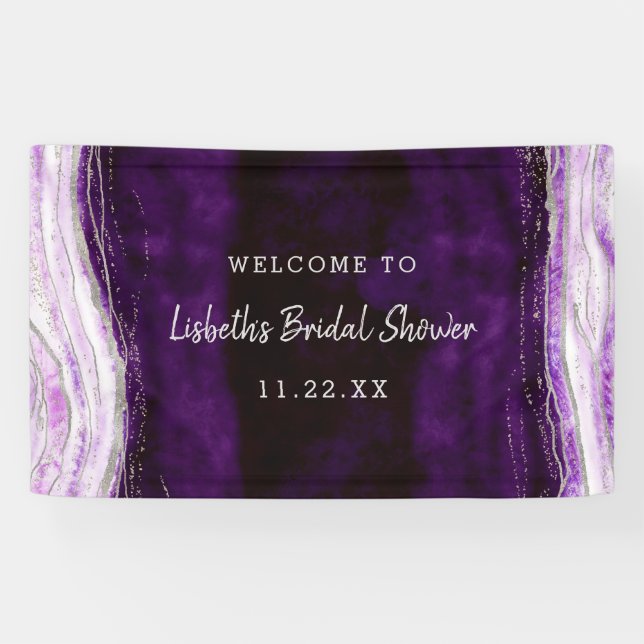 Lona Bienvenida a Amethyst Purple & Silver Bridal Showe (Horizontal)