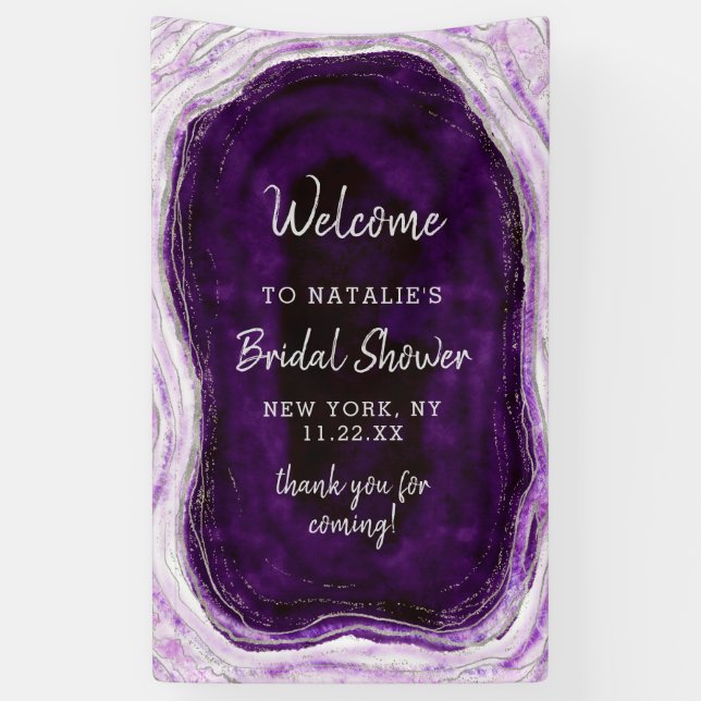 Lona Bienvenida a Amethyst Purple & Silver Bridal Showe (Vertical)