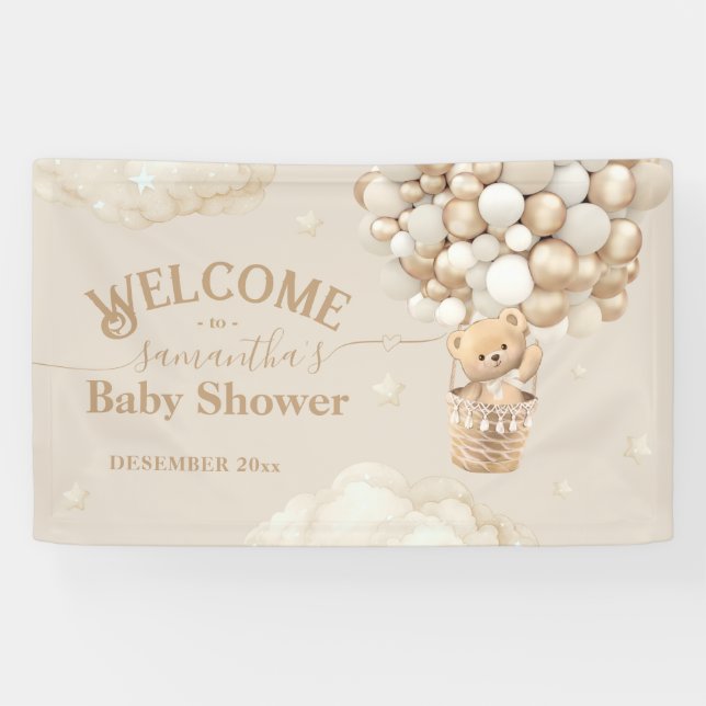 Lona Bienvenida a Baby Shower Bear Bear Bearly Wait (Horizontal)