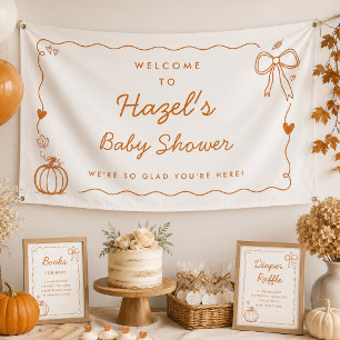 Lona Bienvenida a Baby Shower con Doodle de Calabaza Di
