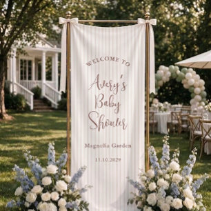 Lona Bienvenida a baby shower con letra minúscula en ra