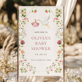 Lona Bienvenida a Baby Shower de Chica rosa de entrega