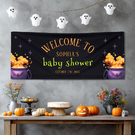 Lona Bienvenida a Baby Shower de Cute Naranja Halloween