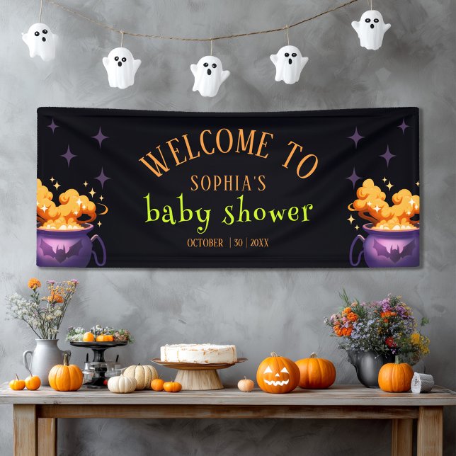 Lona Bienvenida a Baby Shower de Cute Naranja Halloween (Subido por el creador)