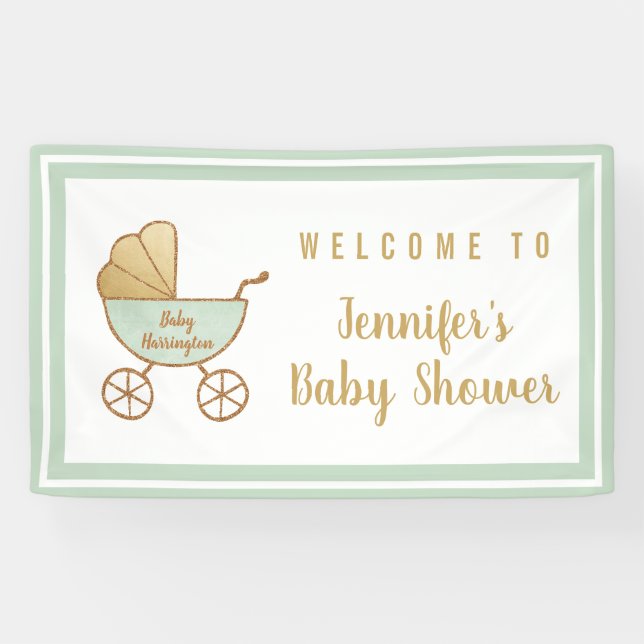 Lona Bienvenida a Baby Shower de Cute Stroller (Horizontal)