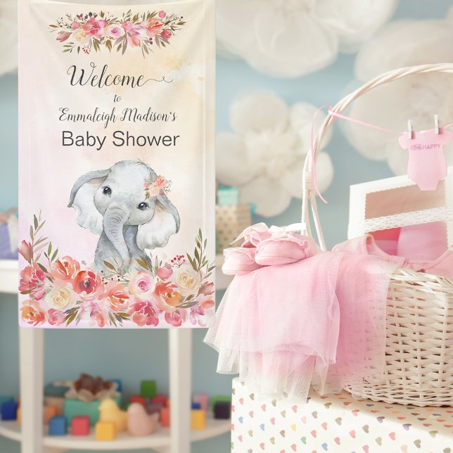 Lona Bienvenida a Baby Shower de la Moda Baby Elephant  (Subido por el creador)