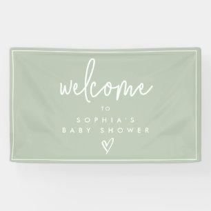 Lona Bienvenida a Baby Shower del Boho Minimalista verd