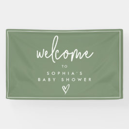 Lona Bienvenida a Baby Shower del Boho Minimalista verd